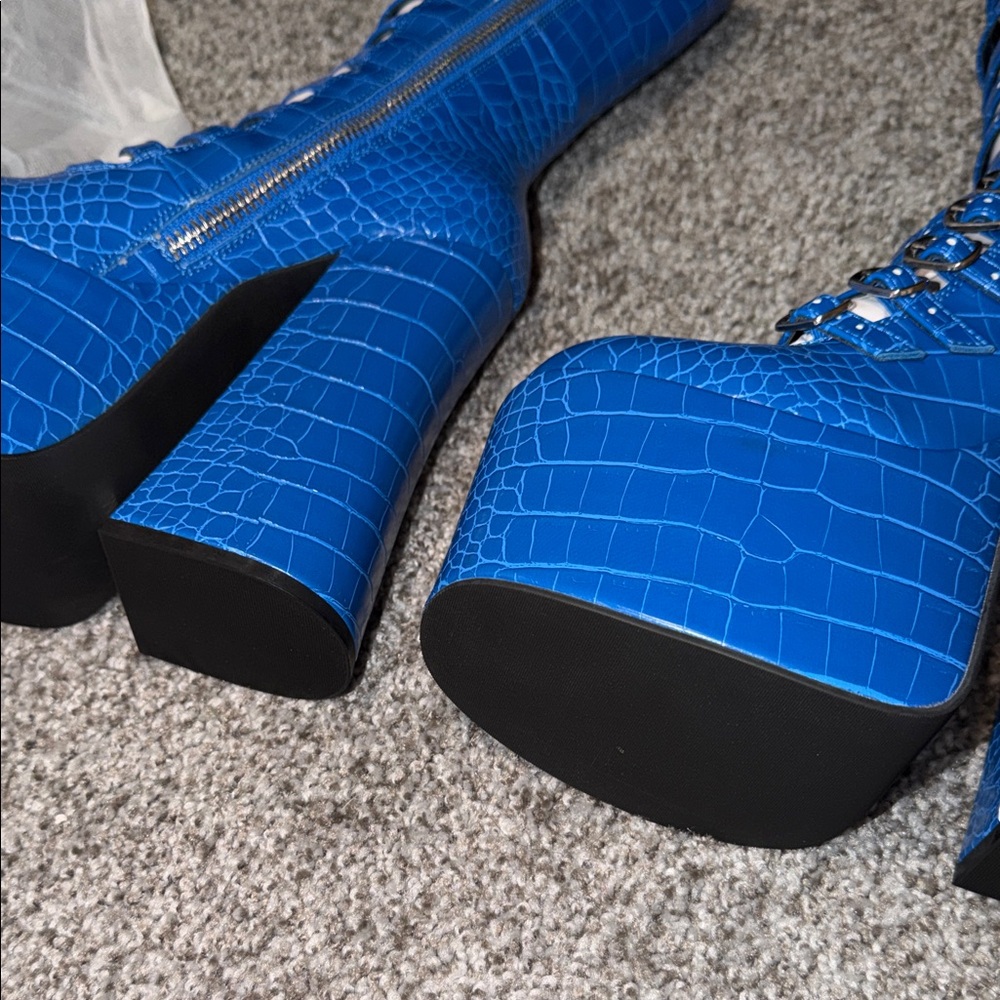 Current Mood Blue Croc Platform Boots - Picture 5 of 5